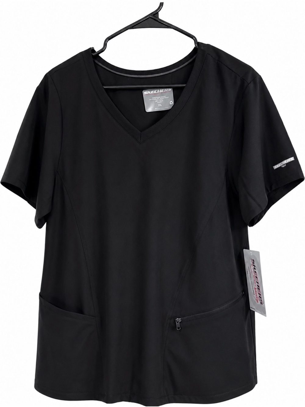 Skechers Black V-Neck Short Sleeve Scrub Top